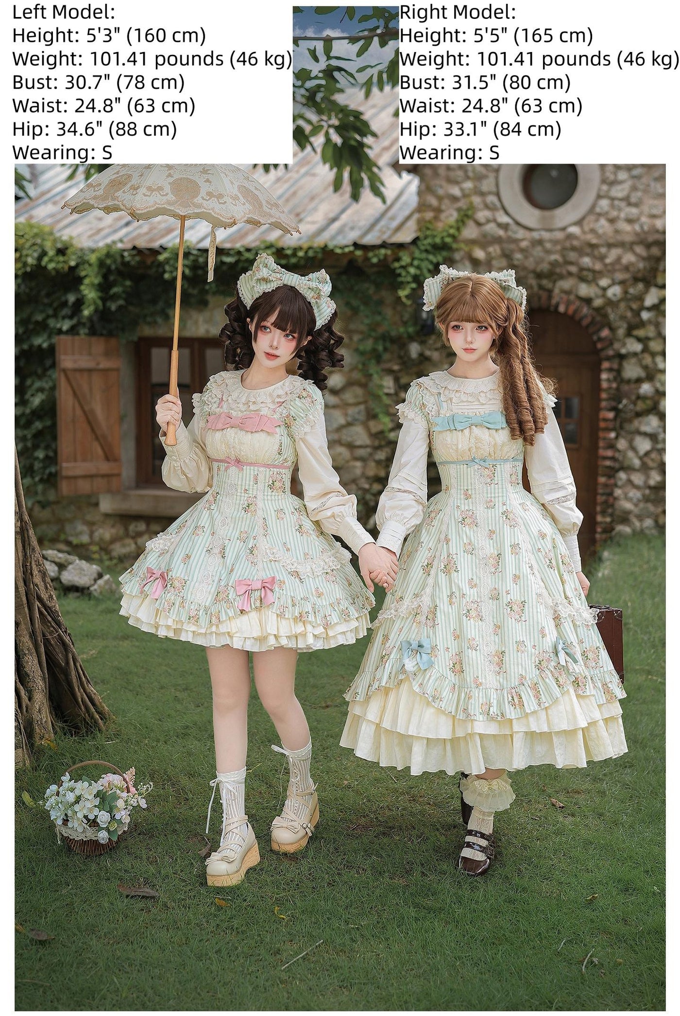 With PUJI - Meeting Austen - Cotton Classic Lolita Rose Printed OP Dress