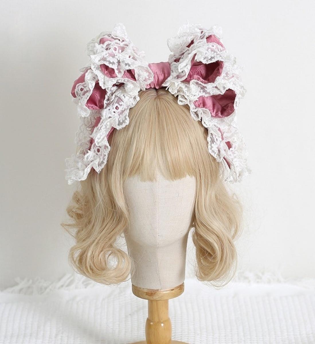 Xiaogui - Sweet Lolita KC with Large Lace Bow - in Multiple Colors Headwear