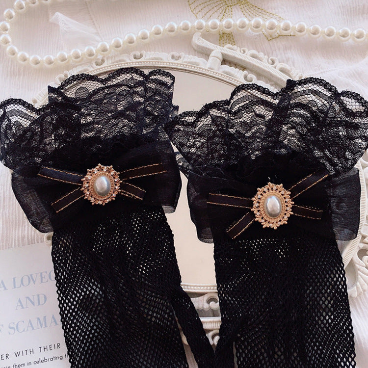 Original Handmade Lolita Bride Gloves Tea Party Lolita Elegant Summer Lace Trim Sleeve Accessories