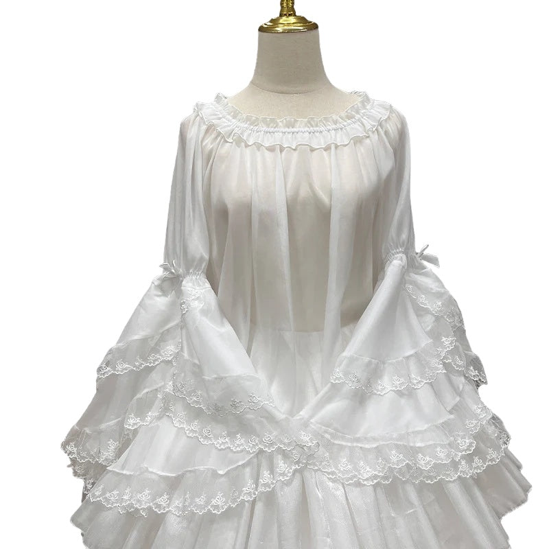 ZhiJinYuan - Evening Star- Princess Sleeve Chiffon Lolita Versatile Undershirt (One-Size) - Lolita Fetch