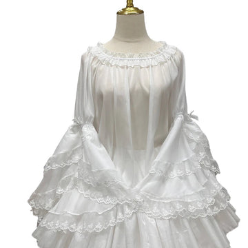 ZhiJinYuan - Evening Star- Princess Sleeve Chiffon Lolita Versatile Undershirt (One-Size)