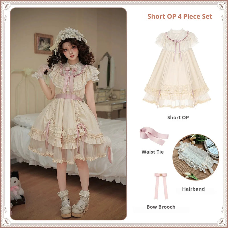 Lily's Dream - Cotton Lining Classic Lolita OP, Drawstring Liftable Hem (L M S) 45539:855239