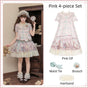 Cinnamon Pink OP 4-piece Set (Cinnamon Pink OP + wasit tie + brooch + hairband) / S