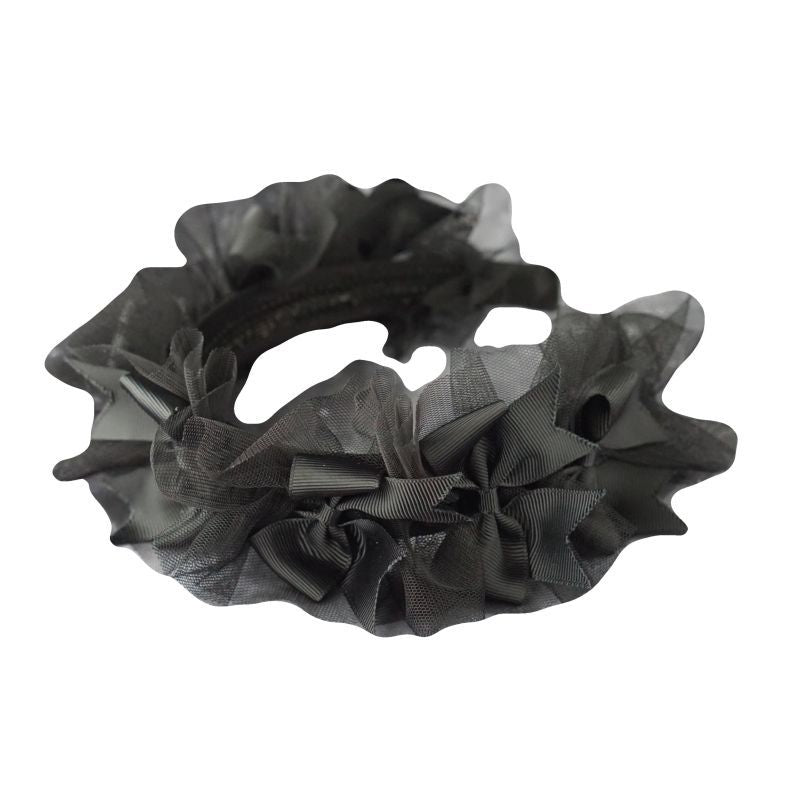 Handmade Dark Punk Lace Organza Headband Black Gothic Lolita Girl Hair Accessory Headband