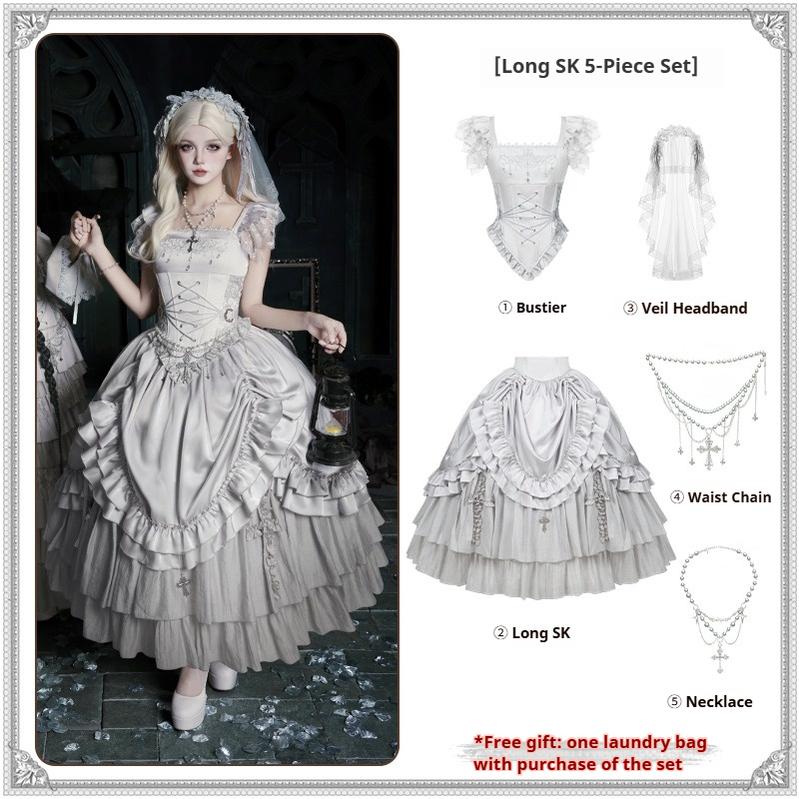 With PUJI - Humanoid Robot - Silver Gothic Lolita Mermaid Skirt Set