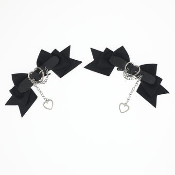 Lolita Hair Accessories Hard Girl Cool Punk Style Heart Handmade Bow Hair Clip JK Sweet Heart Lolita Hair Ornament