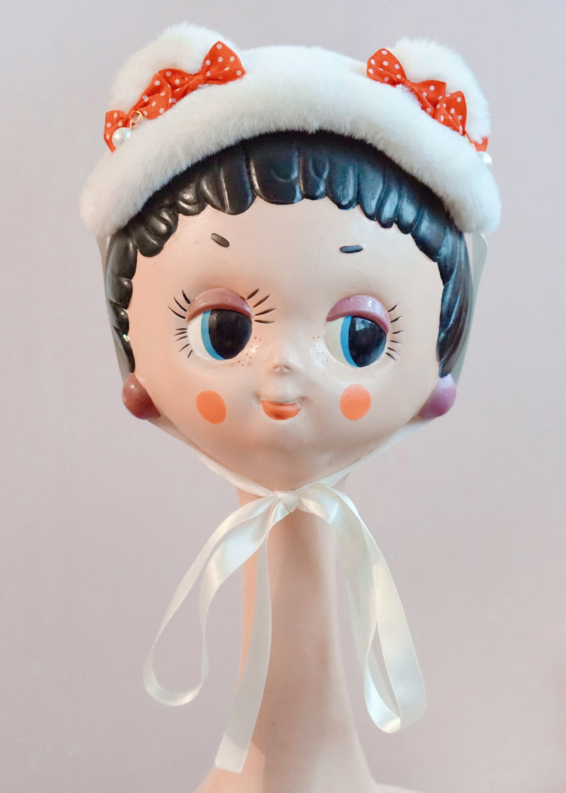 Original Handmade Bear Ear Bowknot Plush Headband Lolita Brown Japanese Korean Style