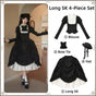 Langes SK 4-teiliges Set (Bluse + langer Rock + Fliege + Hut) / S