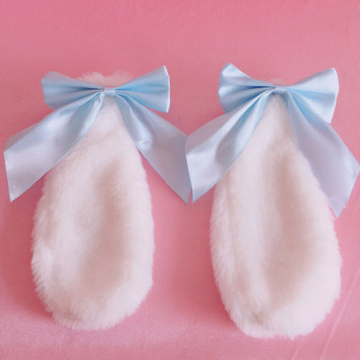 Handmade Lolita Bunny Ear Hair Accessories Lop Bunny Hair Clip Soft Girl Bowknot Plush Bunny Ear Lop Bunny Kc Headwear