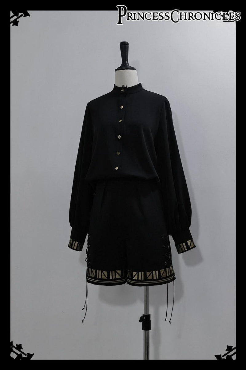Princess Chronicles - Black Cat - Ouji Lolita Shirt Vintage Blouse