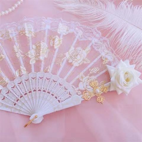 1st Anniversary - Rose Nocturne - Gothic Lace Folding Fan - product image 10