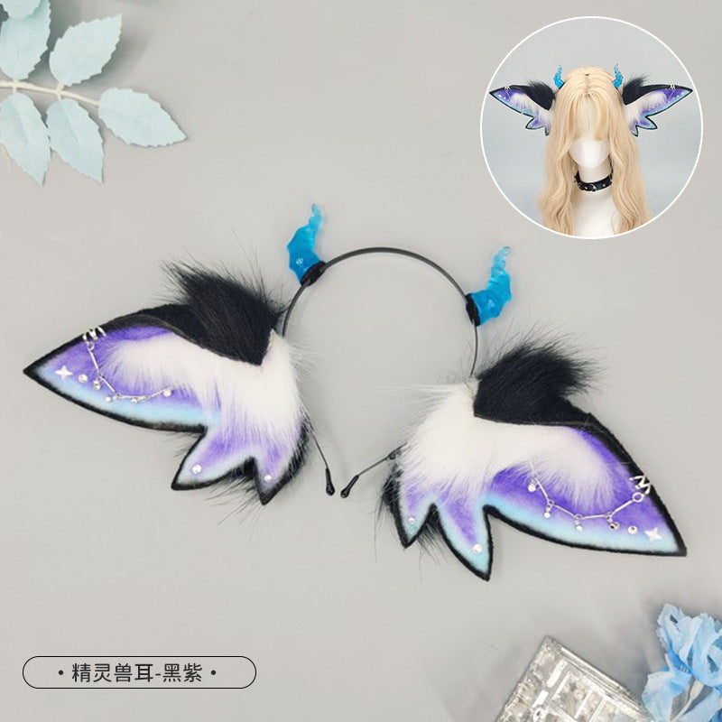 Demon Elf Butterfly Fantasy Headband - Halloween Plush Exaggerated Animal Ear