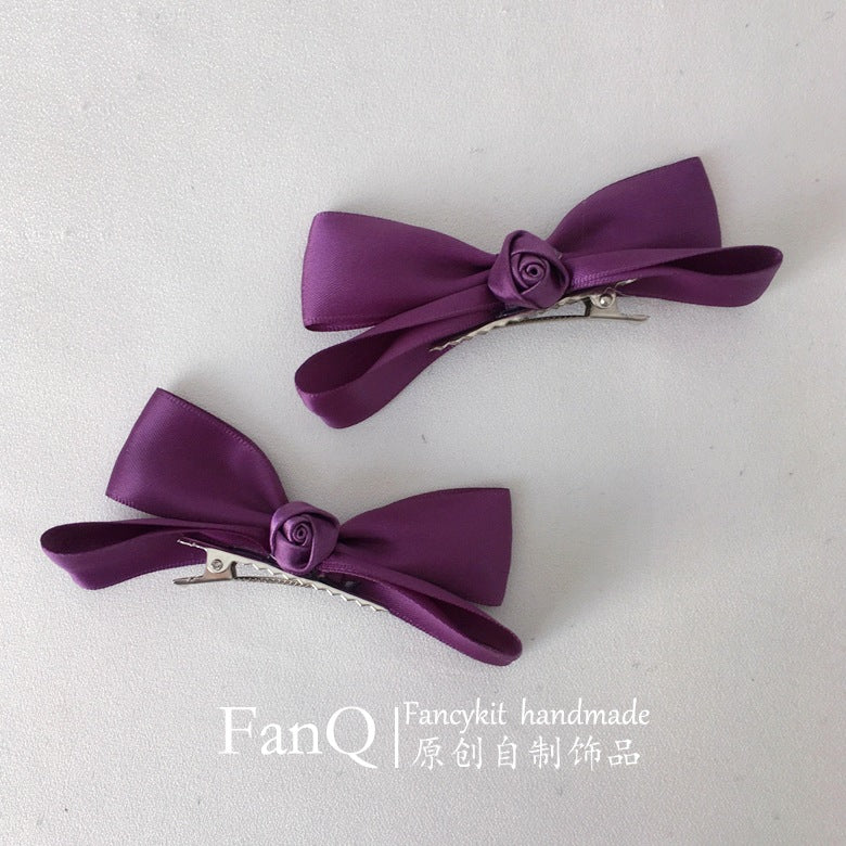 Black and Purple Lolita Gothic Doll Rose Hairband Hair Clip Headwear O