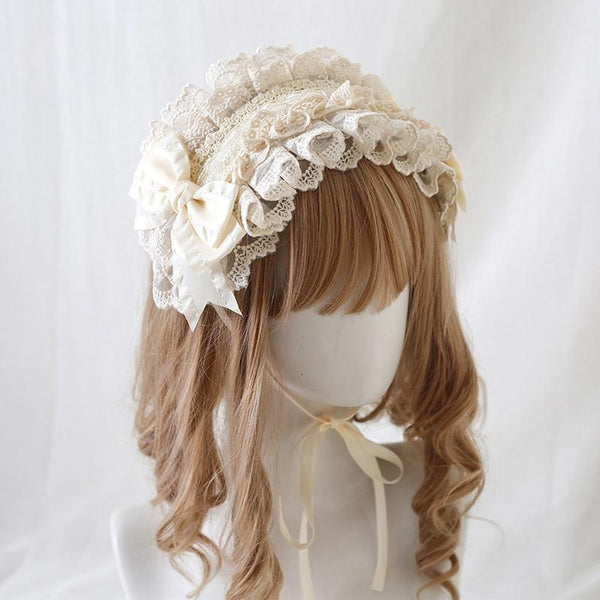 Xiaogui - Elegant Lolita Ivory Lace Hair Band - Headwear