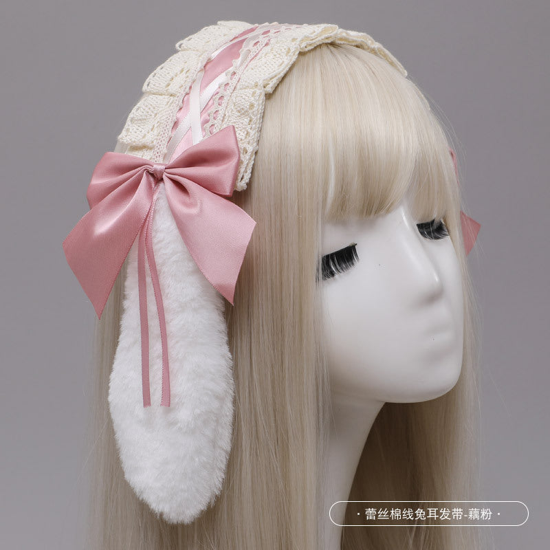 Handmade Classical Bow Lace Bunny Ears - Lolita Hair Clips/Bands Wedding Accessories - Lolita Fetch