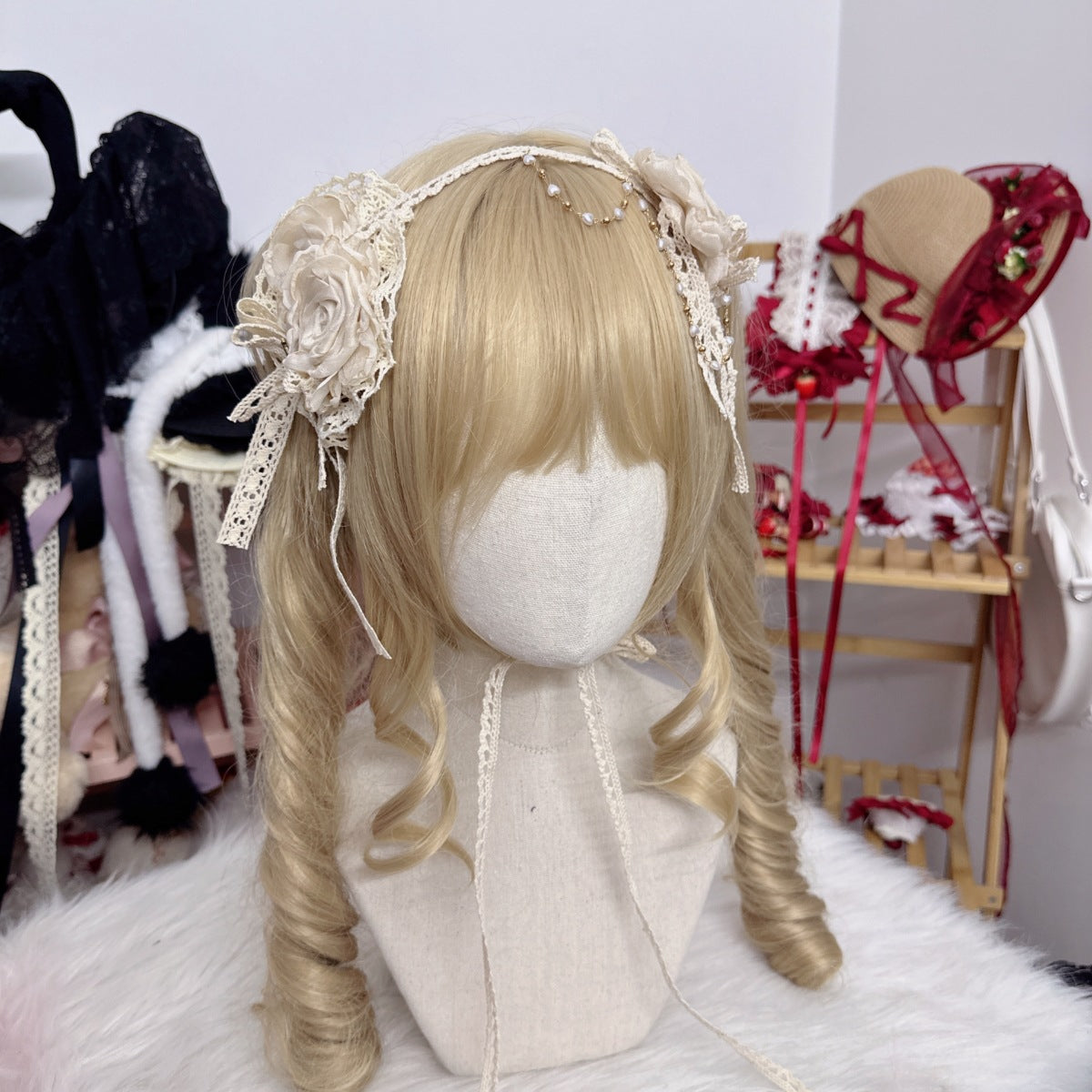 Original Handmade Lolita Element Rose Flower Pill Necklace Lolita Style Handcraft