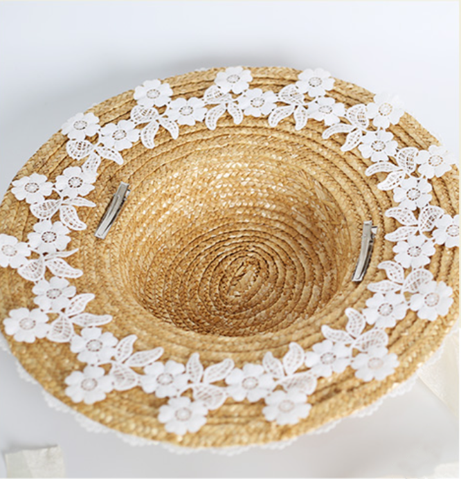 Xiaogui - Elegant Lolita Flower Bow Lace - Sunhat Headwear