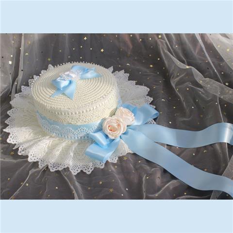 Lolita Straw Hat Mori Style Sweet Bowknot French Girl Flower Sun Hat Lolita Flat Top Hat Straw Hat