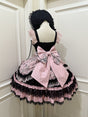 Black and pink suspender dress+Bow on the back+bnt Hat / S