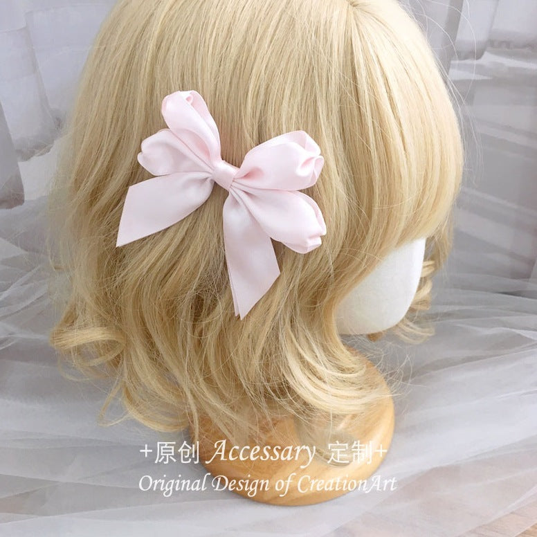 Sakura Bow Hair Clip Lolita Back of Head Hairpin JK School Uniform Cute Hair Accessory