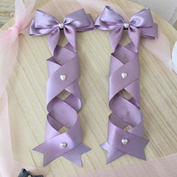 Handmade Doll-Like Lolita Hair Clips Double Ponytail Cross Tie Bow Side Clips JK Uniform Girl Hair Accessories
