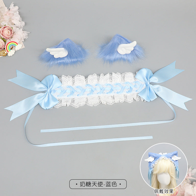 Cat Ear Hair Clip Cat Ear Hairband Bowknot Hair Accessory Comic Con Costume Cute Girl Hair Ornament Lolita Multi-use Pair Clip - Lolita Fetch