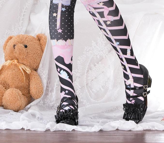 Roji Roji - Fairy Kei Sweet Lolita Print - Stockings Socks