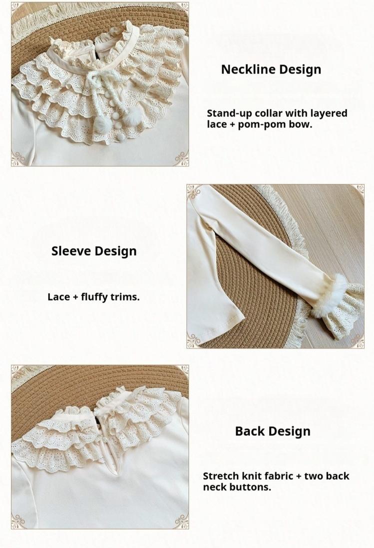 With PUJI - Frostfall - Winter Sweet Lolita Inner Wear, Layered Lace