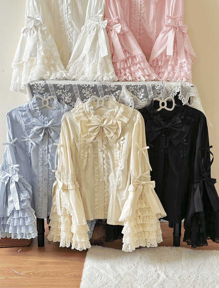 Niu Niu - Plus Size Sweet Lolita Blouse with - Hime Sleeves Innerwear