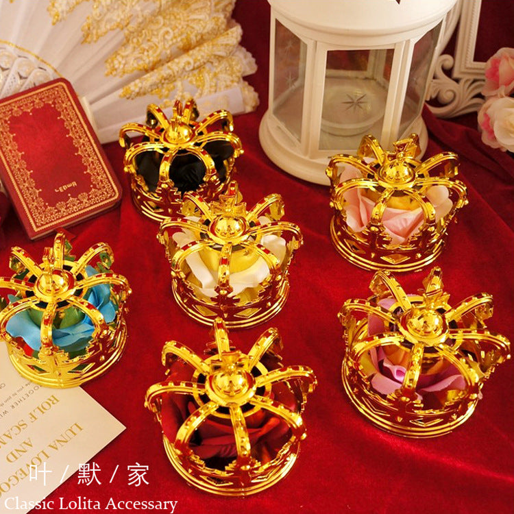 Lolita Tiara King Queen Coronation Gold Silver Rose Cute Lolita COS Crown Tiara - Lolita Fetch
