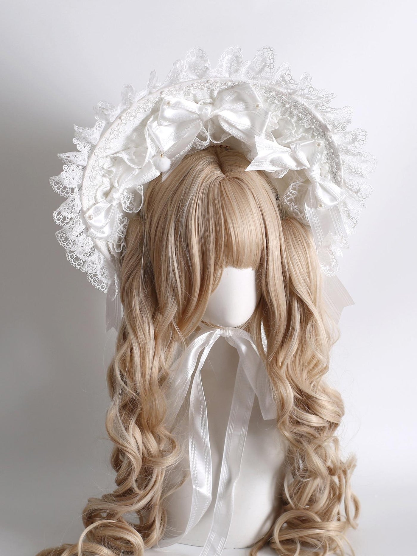Sweet Lolita Headdress, Lace & Bow BNT (with fixed clip)
