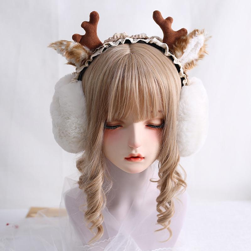Xiaogui - Christmas Foldable Antlers Earmuffs - Lolita KC Headwear