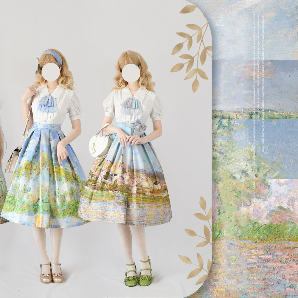 Forest Wardrobe - Daily Lolita SK - Retro Classic Monet Oil Painting SK Skirt
