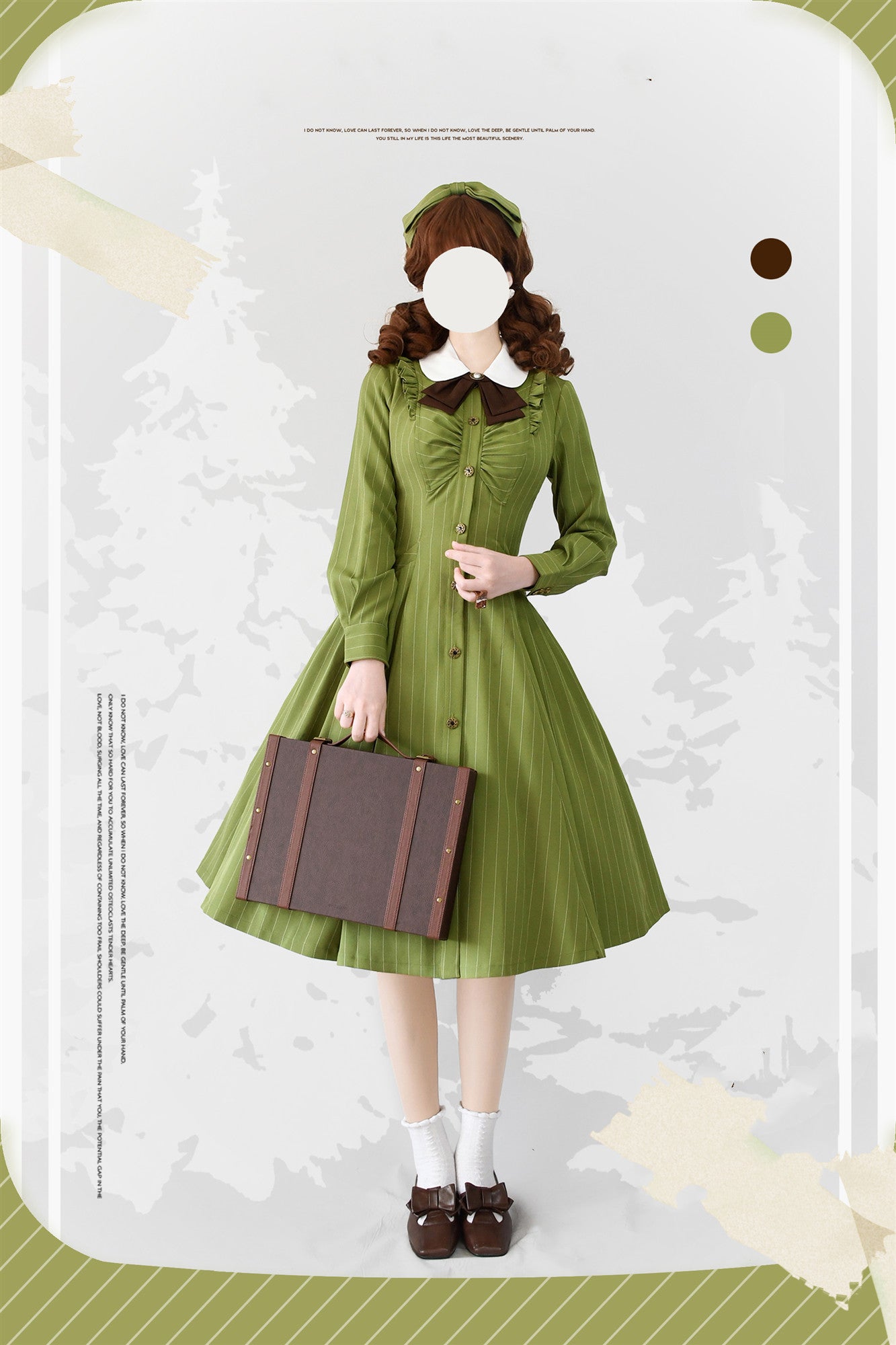 Forest Wardrobe - Winter Lolita Classic Front Open - Stripe OP OP Dress