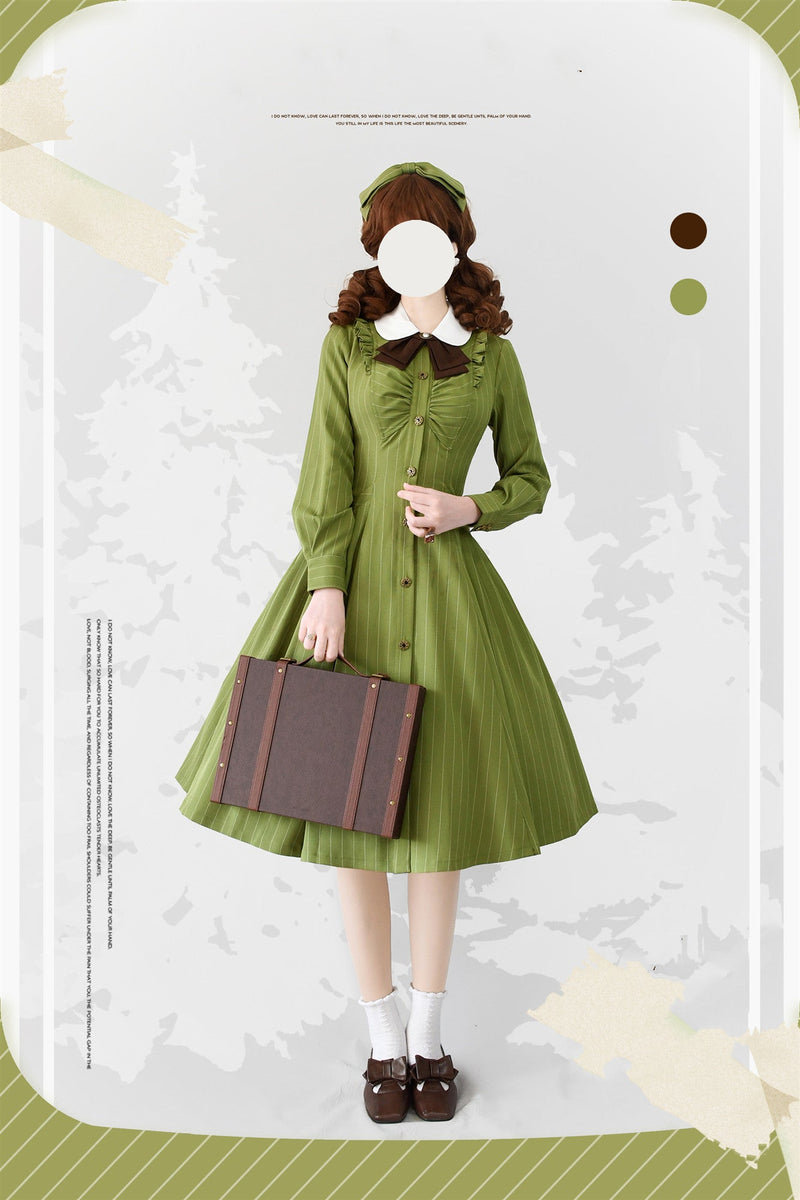 Forest Wardrobe - Winter Lolita Classic Front Open - Stripe OP OP Dress