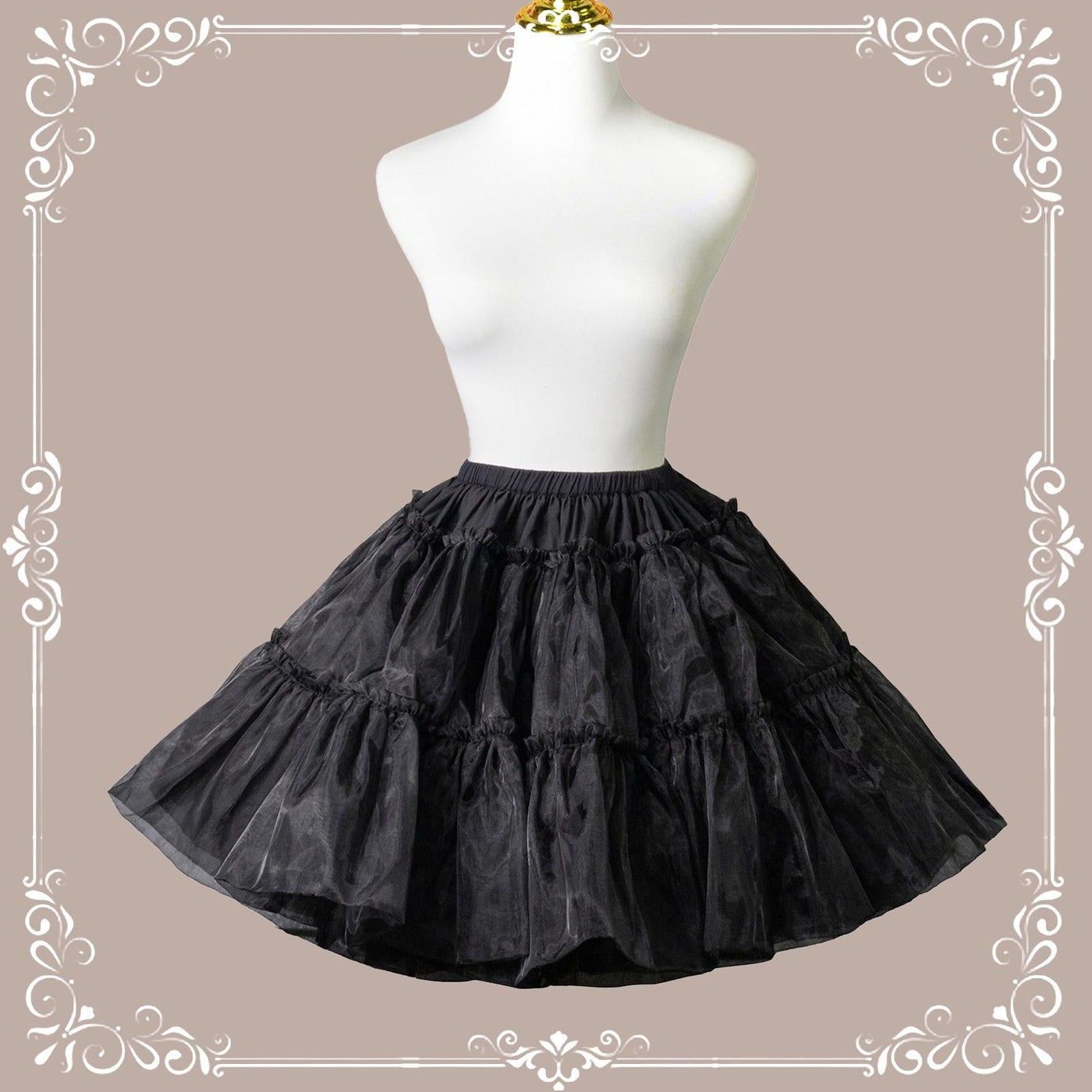 Aurora&Ariel - Super Puffy A-Line - Lolita petticoat with 18-inch length, organza layers, cotton waistband