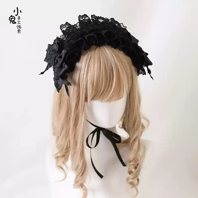 Xiaogui - Elegant Lolita Ivory Lace Hair Band - Headwear