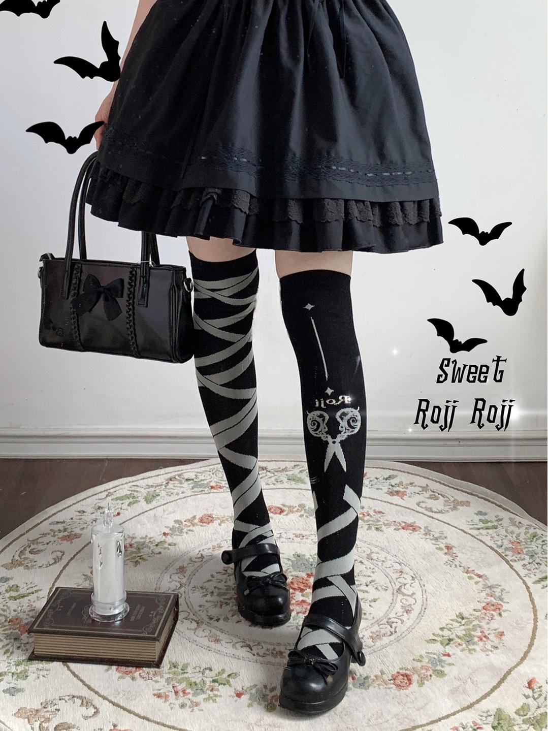 Roji Roji - Gothic Lolita Over-Knee Socks - Scissors Print Socks