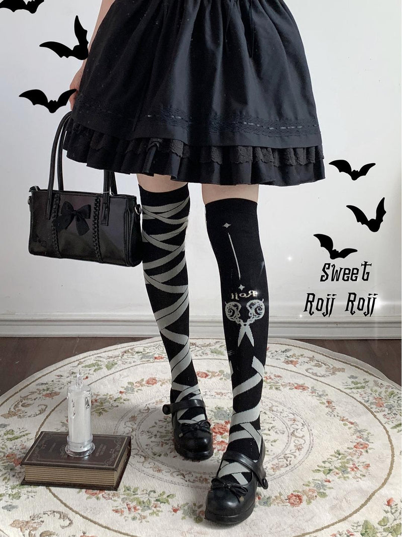 Roji Roji - Gothic Lolita Over-Knee Socks - Scissors Print Socks