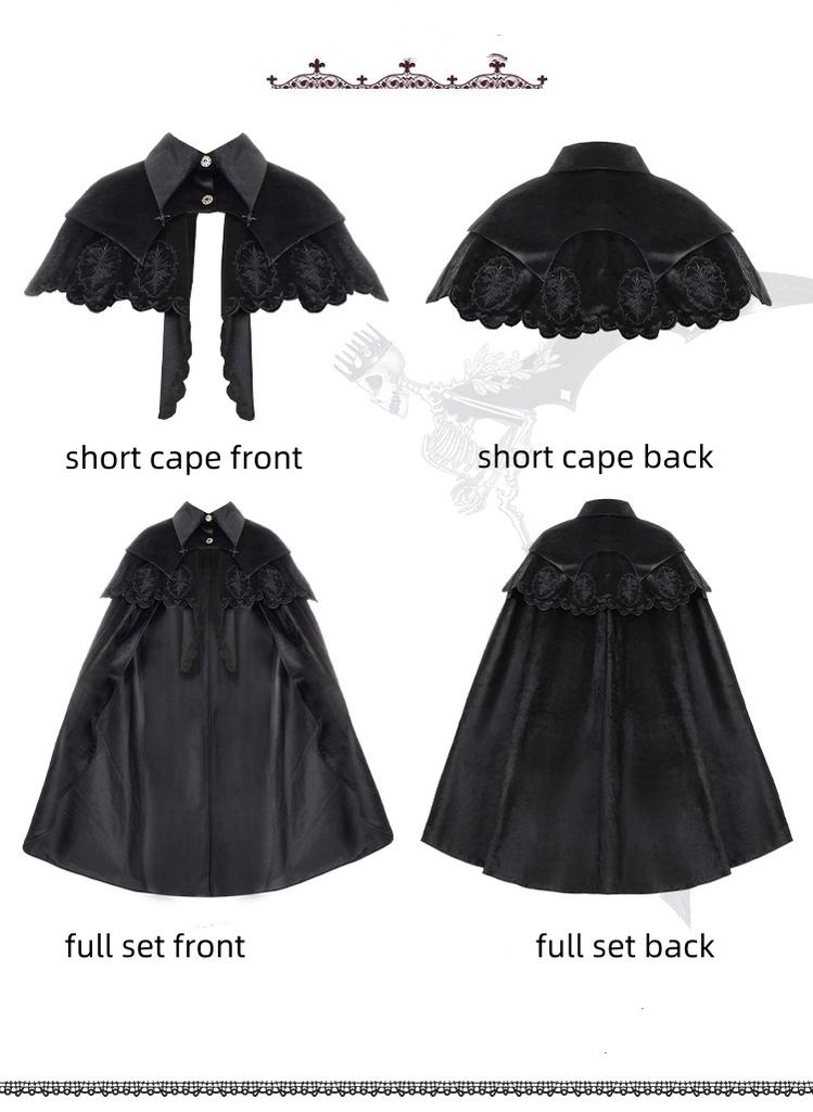 With PUJI - Pilgrim - Black Gothic Lolita Cape, Detachable 2-Piece