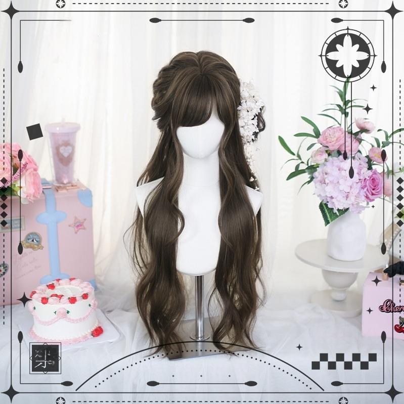 Dalao Home - Grey Brown Classic Lolita Long Wig - With Natural Wavy Wig
