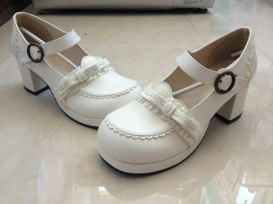 The Seventh Sense - Bow Lace - Lolita Shoes with a square toe - product detail 2