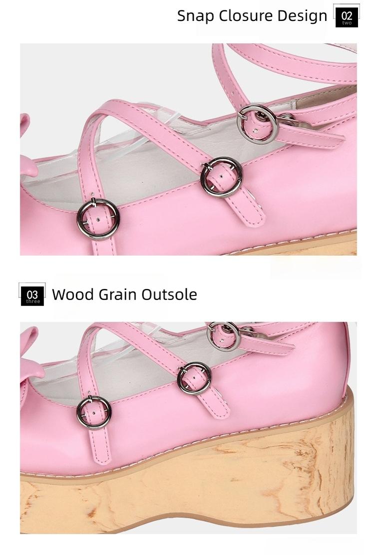 Angelic imprint - Sweet Lolita Platform Shoes - Wood-grain Outsole Shoes