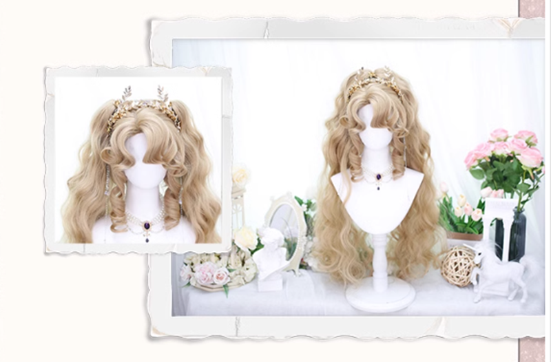 Dalao Home - Lolita Short Curls Hair Oil - Painting Style Double Ponytail Wig Wig