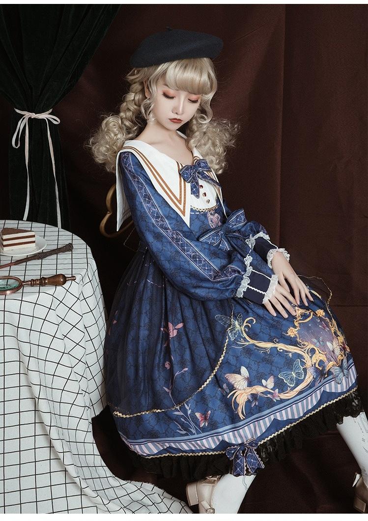 OCELOT - Classic Lolita OP Sailor Collar - Elegant Lolita Dress OP Dress