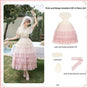 Pink-beige Gradient OP 4-Piece Set (OP + hairband + head veil + embroidered waist tie) / S