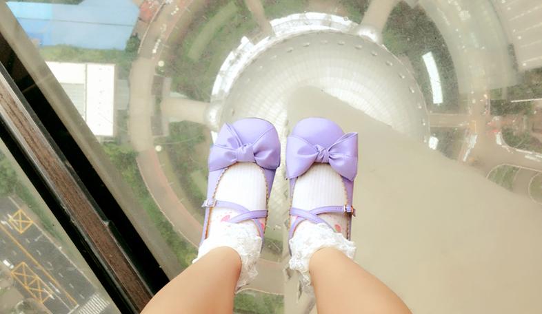 Sosic - Bow and Low Heel Cross Band Lolita - Leather Shoes Shoes