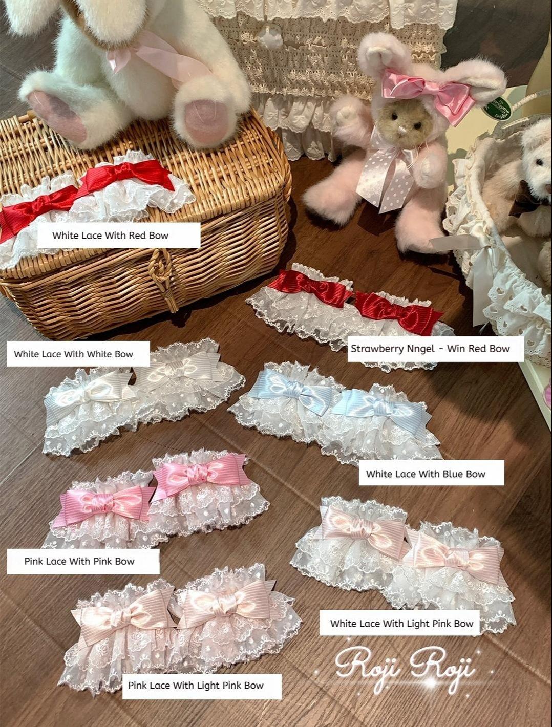 Roji Roji - Sweet Lolita Lace Bow Cuffs - Elastic Wrist Hand Accessory