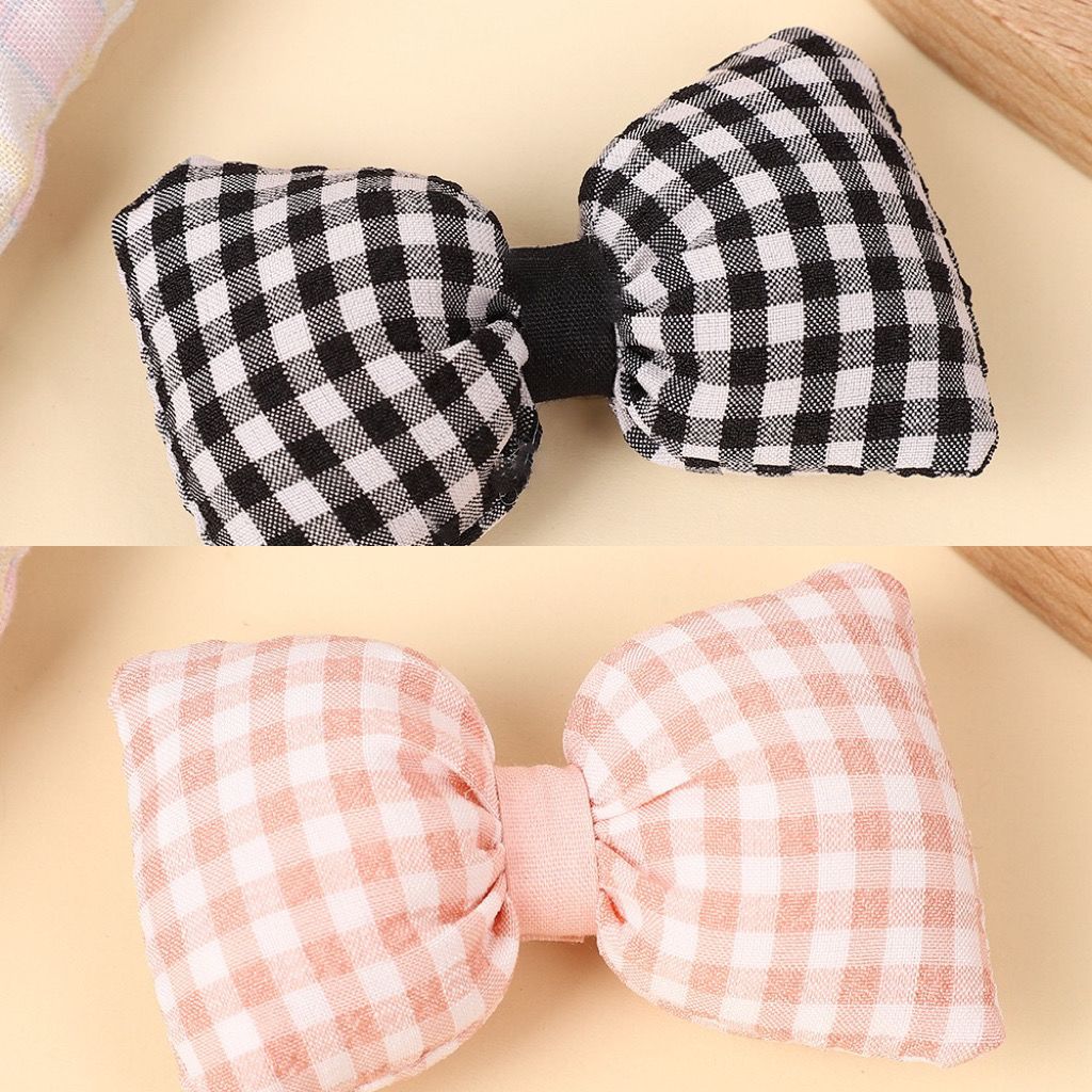 Handmade - Padded Gingham Bow - Brooch or Craft Accent - detail view 11
