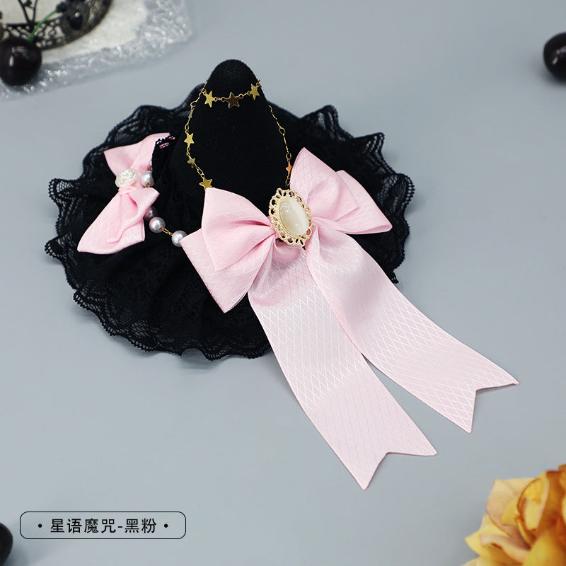 Gothic Magical Girl Hairpin Lolita Hair Accessories Halloween Comic Con Hair Clip Lace Bow Headdress Witch Hat